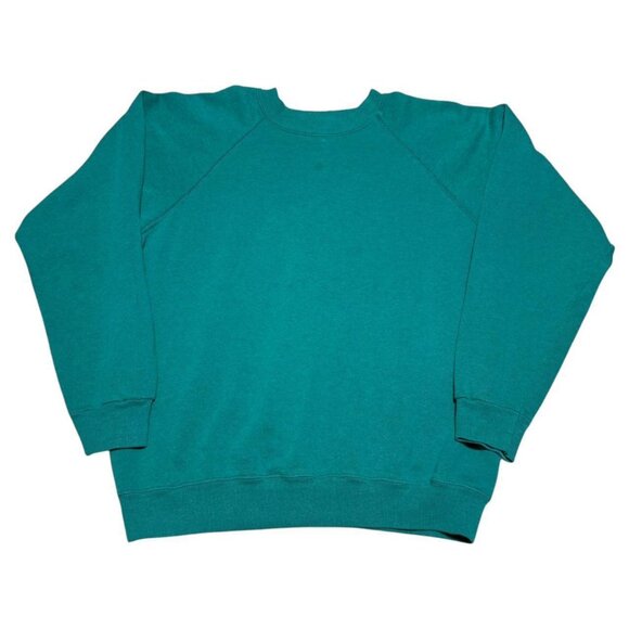 Vintage 90s Hanes Turquoise Stained Crewneck Sweatshirt Women’s Large - Picture 1 of 6